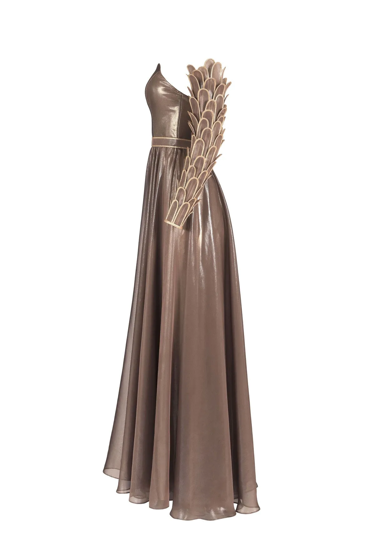 Corseted bronze dress