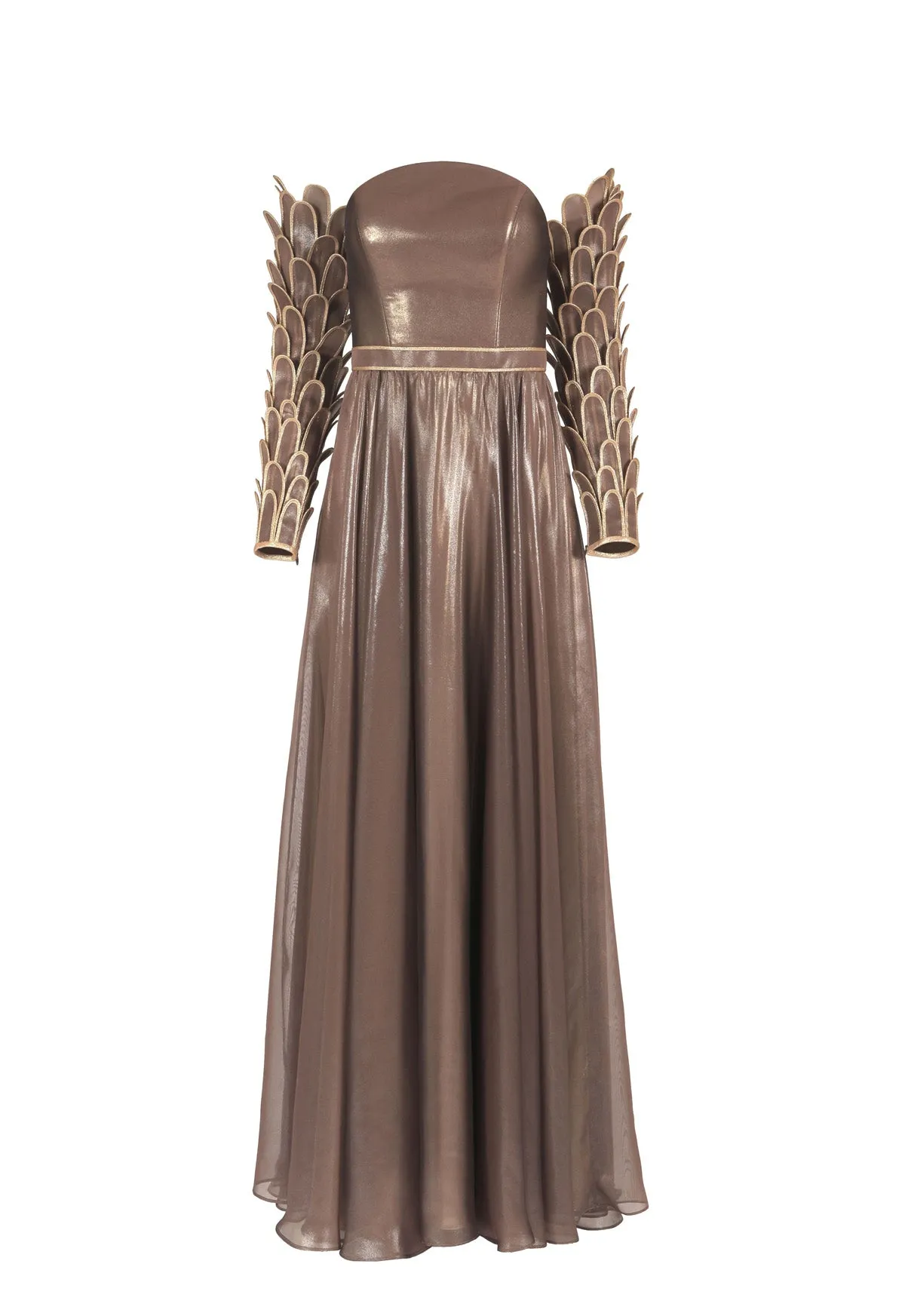 Corseted bronze dress