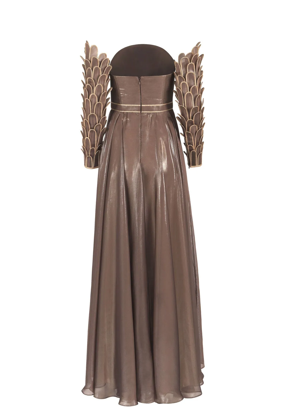 Corseted bronze dress