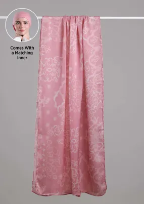 Putra Pink Satin Crinkled - Shawl With Inner