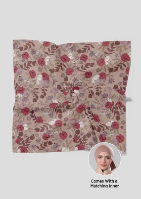 Red Peony- Classic Shawl- Printed Crinkled Chiffon