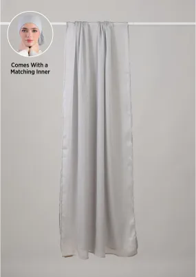 Silver Satin Crinkled-Shawl With Inner